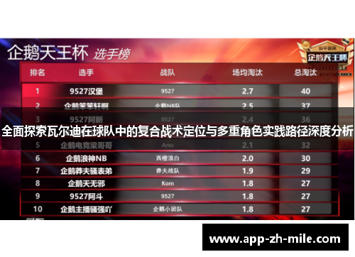 全面探索瓦尔迪在球队中的复合战术定位与多重角色实践路径深度分析